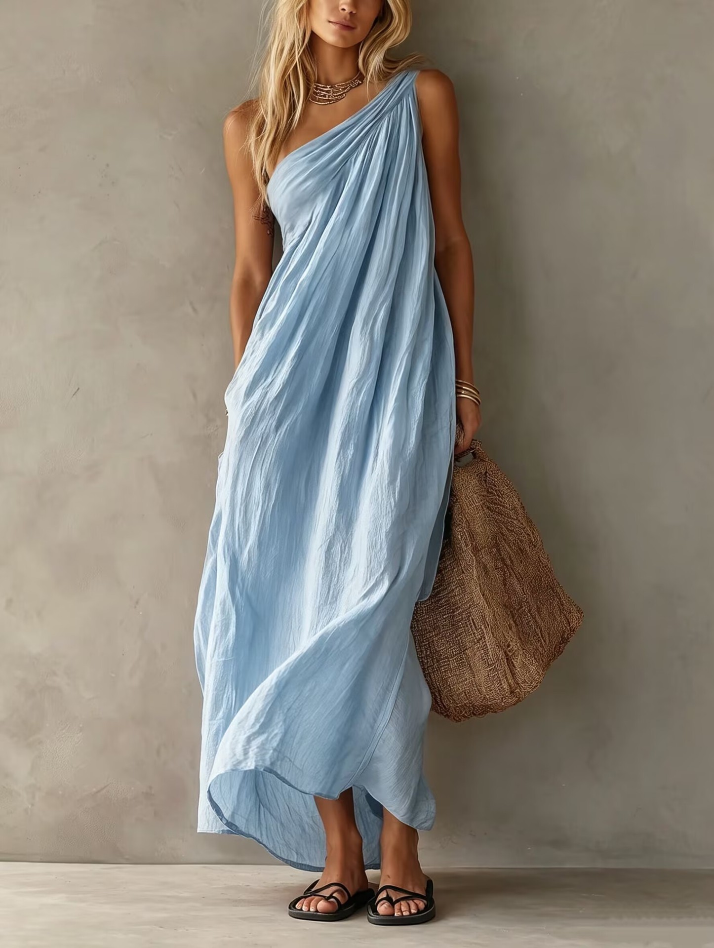Summer New European and American Style Women's Clothing Wish European Station Off-Shoulder Strapless Dress image 1